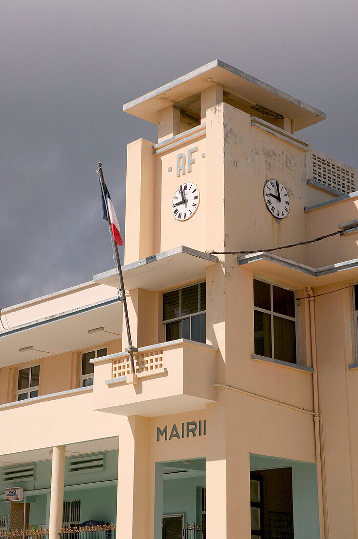 French West Indies (FWI), Guadeloupe, Marie-Galante Island, Capesterre: Art Deco Town Hall, Main East Coast Town