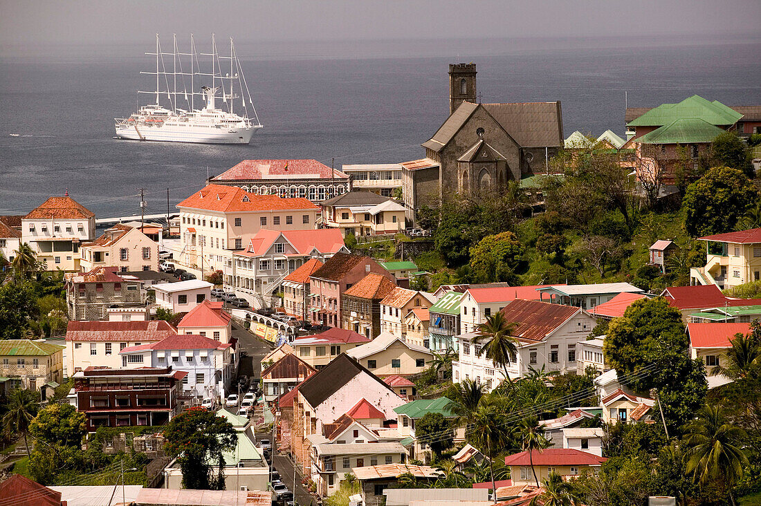 Grenada, St. George s: Town and Harbor View with Lucas Street
