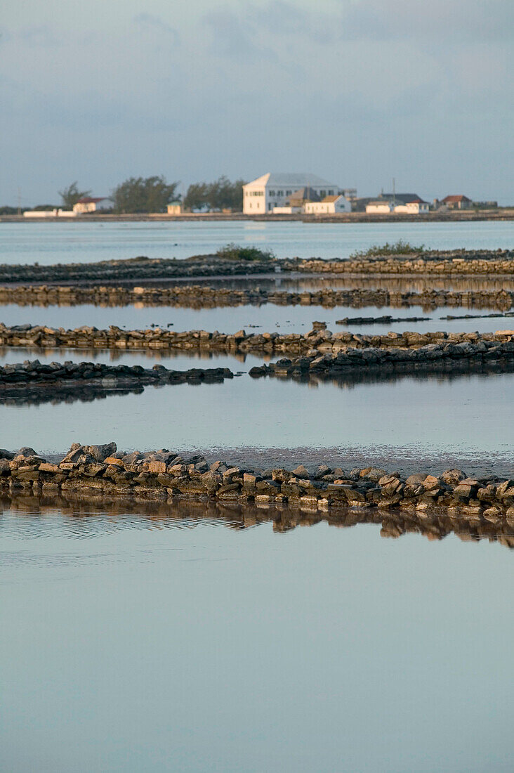 Turks & Caicos, Salt Cay Island, Historic Former World s Greatest Producer of Salt: Morning View of Island Salinas (Salt Ponds)