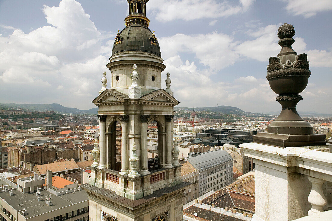 City View & basilica tower from St. Stephen s Basilica. Budapest. Hungary. 2004.