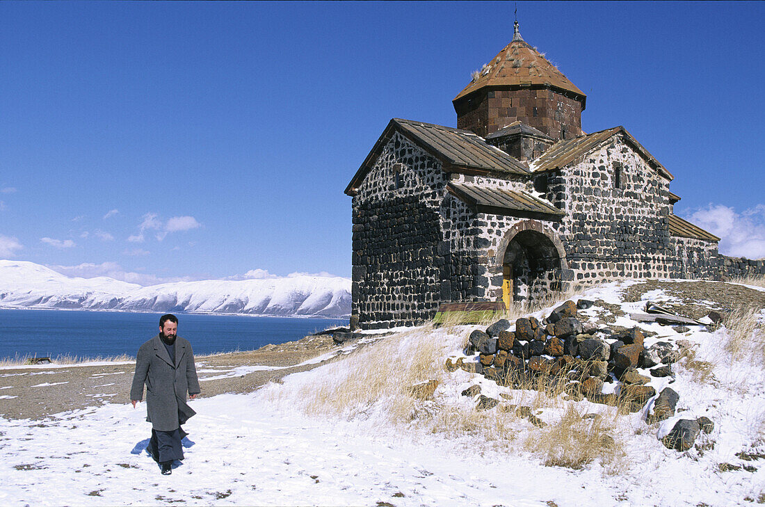 Church of the Apostles (monastery founded in 874 A.D) overlooking Lake Sevan. Armenia