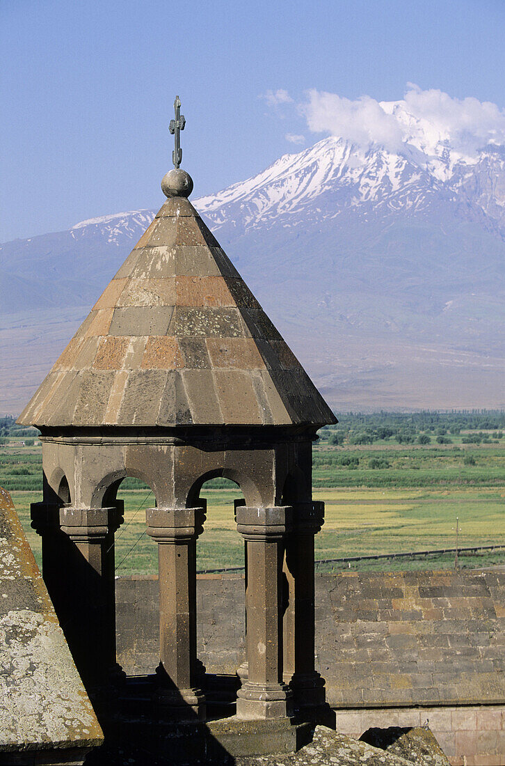 Khor Virap Monastery (16th century) with Mt. Ararat in background. Armenia