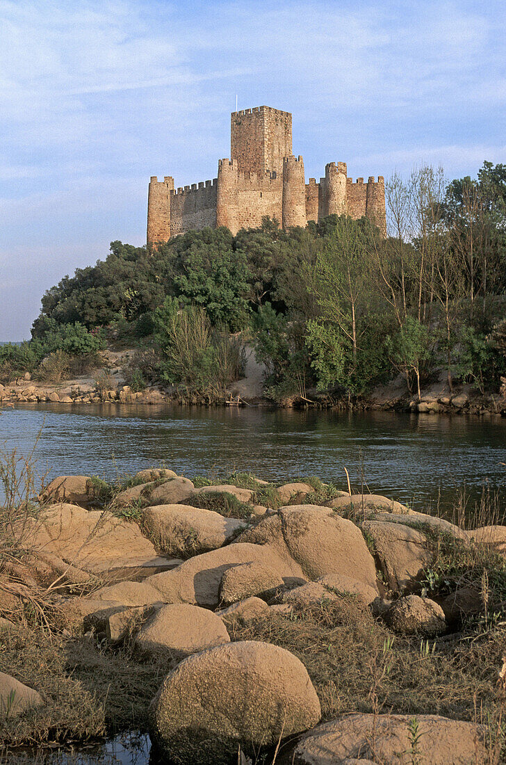 Castle of Almourol, templar knights stronghold situated in a small rocky island in the middle of the Tagus river. Portugal