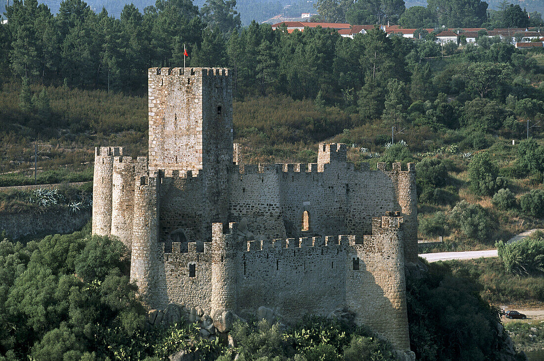 Castle of Almourol, templar knights stronghold situated in a small rocky island in the middle of the Tagus river. Portugal