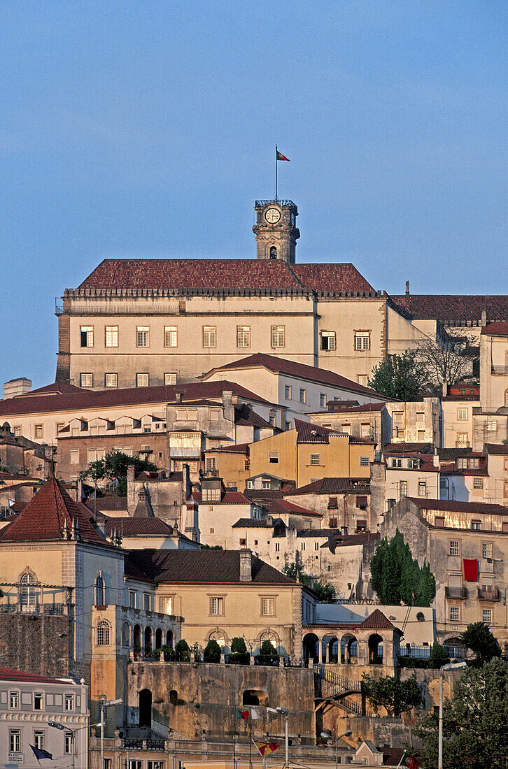 View of old town with the University on top, Coimbra. Beira Litoral, Portugal