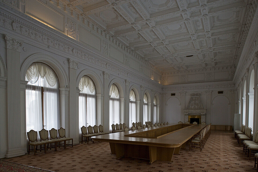 White Hall in the Livadia Palace built in 1910-11 (it served as the meeting place of the Yalta Conference in 1945), Livadiya. Crimea, Ukraine