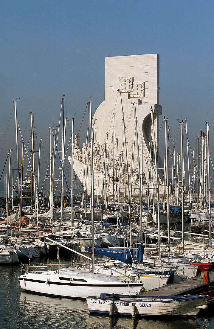 Monument to the Discoveries over Belem harbour, Lisbon. Portugal