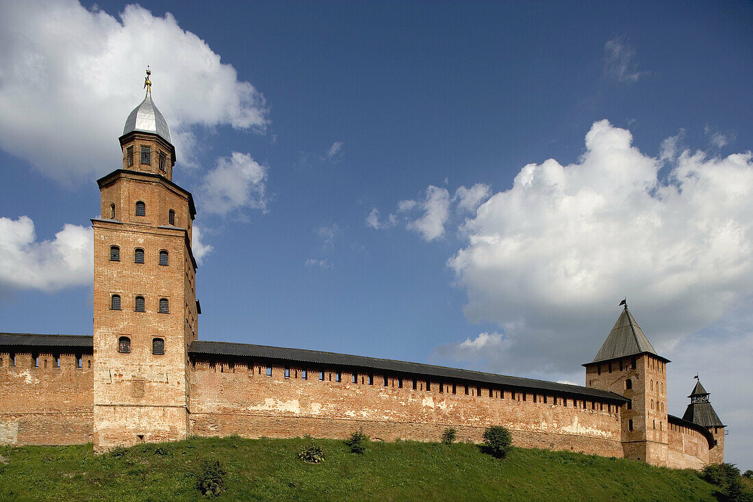 Kukui watch tower. Fortifications wall. Novgorod The Great. Russia.