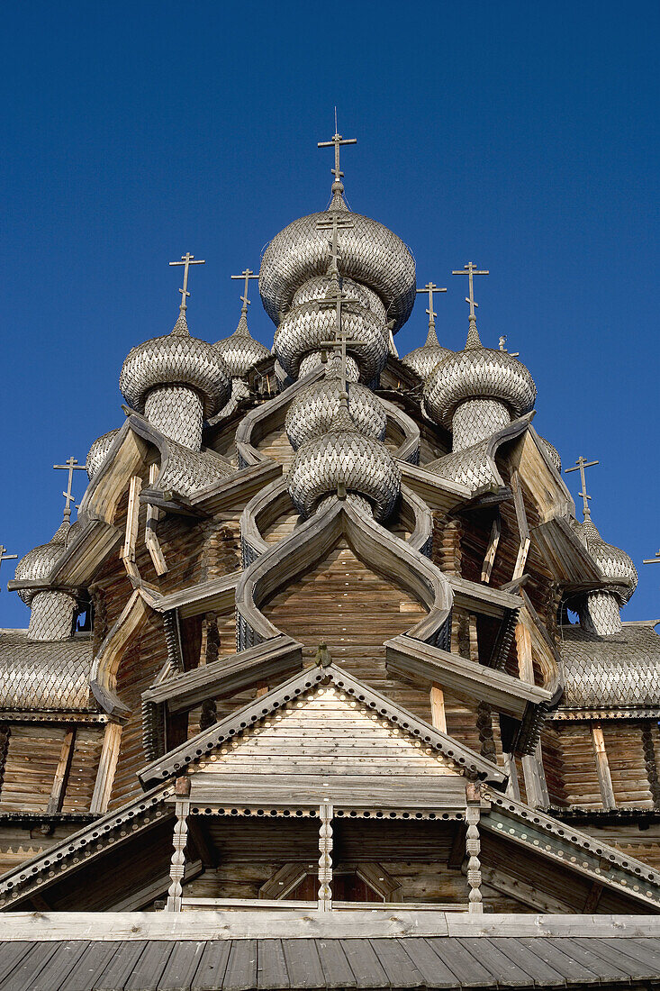 Church of Transfiguration, Preobrajenskaia Tserkov, 1714. Kizhi Island. Onega lake, Karelia. Russia.