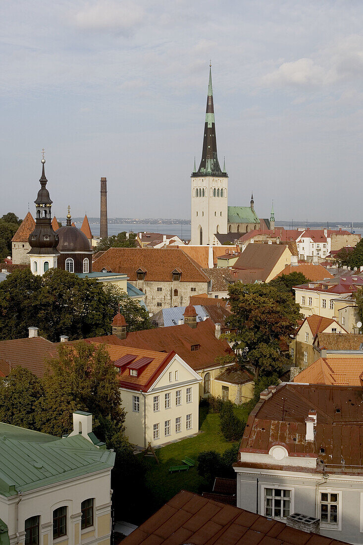 St. Olaf Church, Lower Walls. Old Town from Toompea. Tallinn. Estonia.