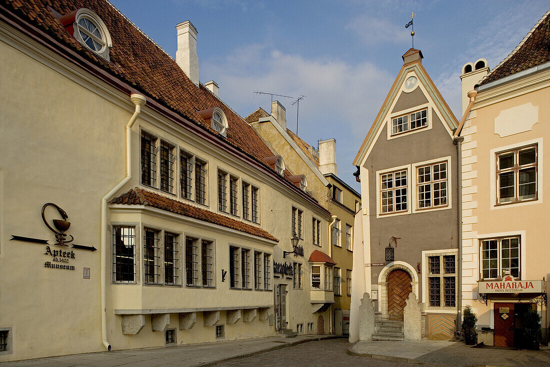 The Town Hall Square (Raekoja plats), the oldest pharmacy in Europe, 1422. Tallinn. Estonia.