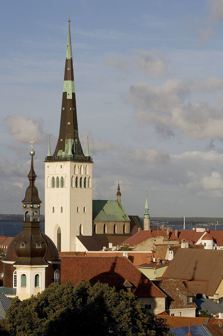 St. Olaf Church, Lower Walls. Old Town from Toompea. Tallinn. Estonia.