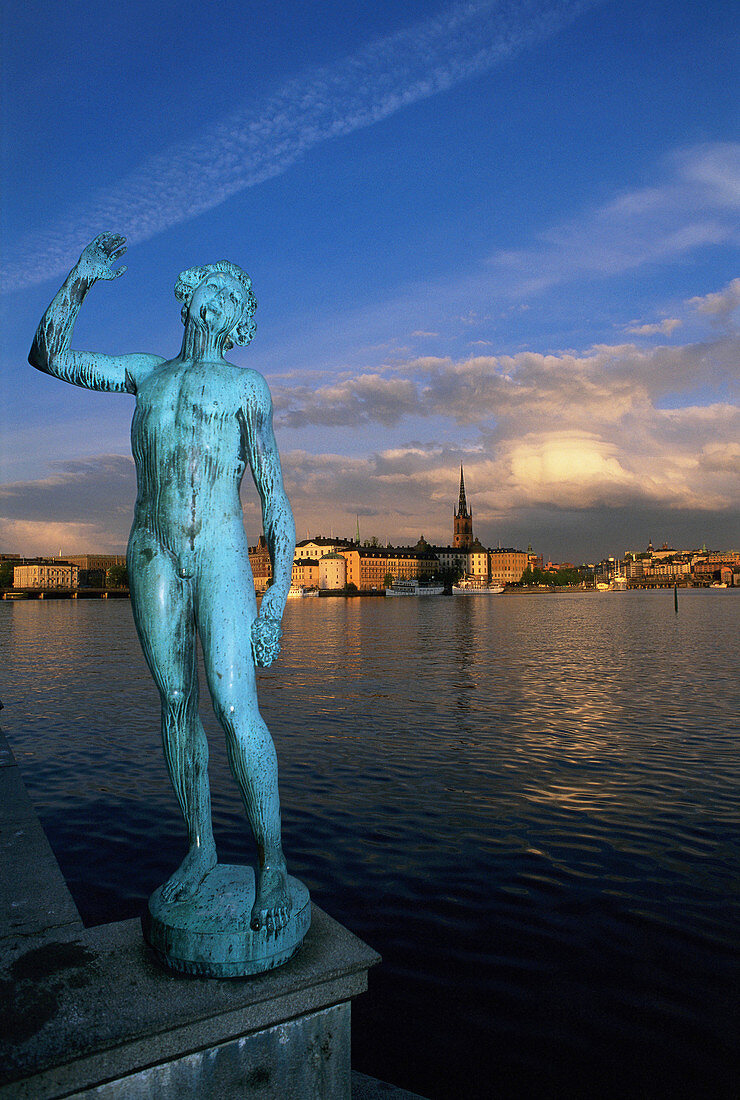 Riddarsholmen island, City Hall statue. Stockholm. Sweden