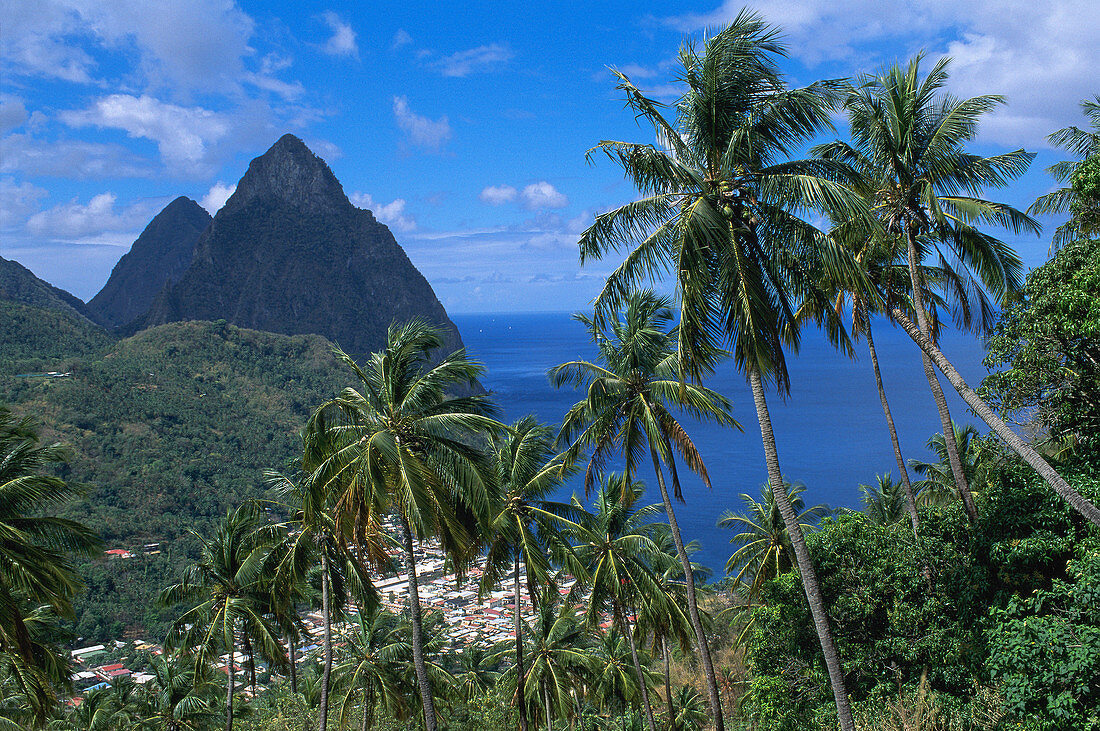 Soufrière and the Pitons. St. Lucia. West Indies