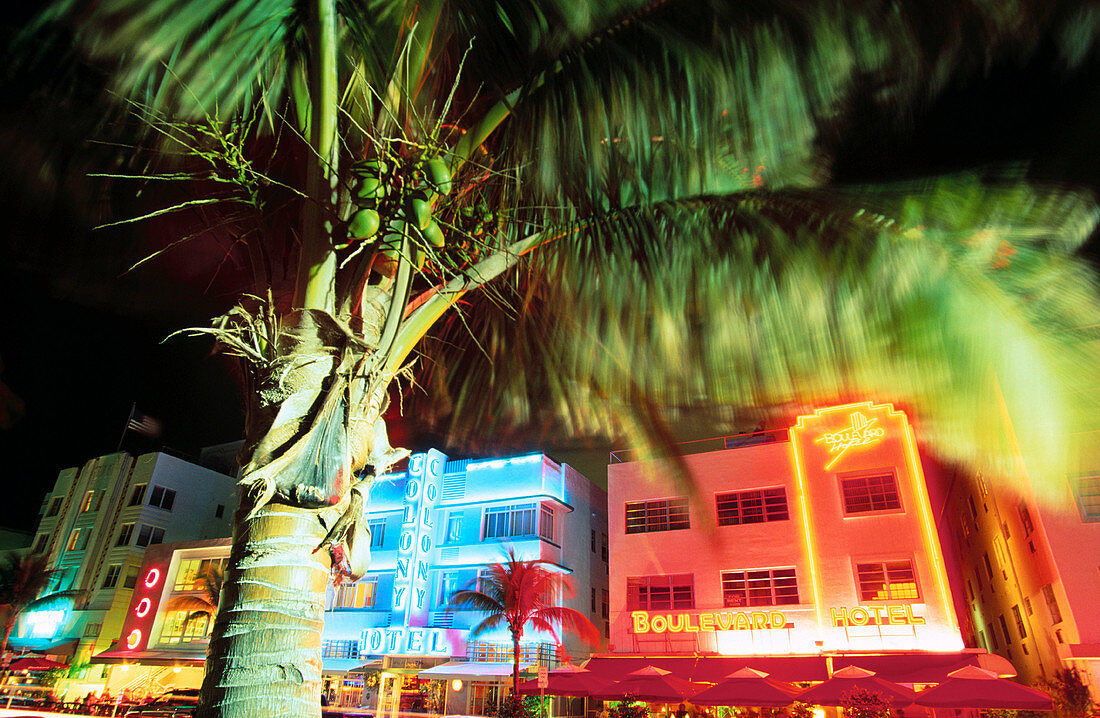 South Beach. Miami Beach. Hotels in Ocean Drive, Art Deco District. Florida. USA