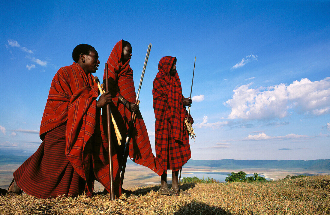 Masai at the edge of the Ngorongoro. Tanzania