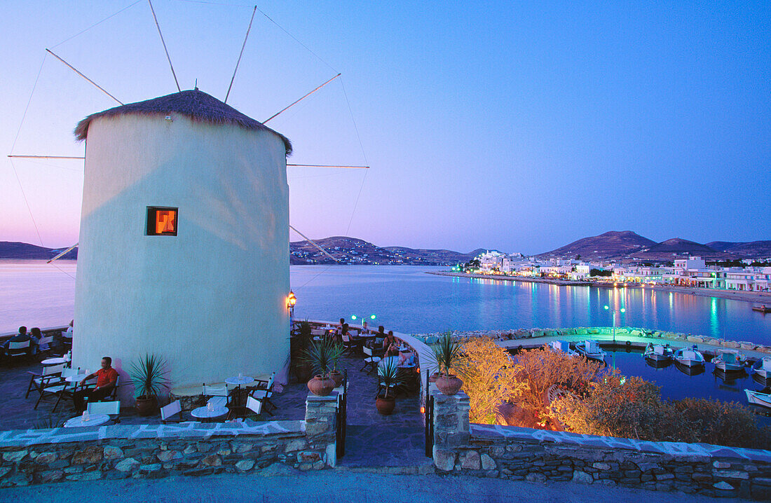 Converted windmill café. Paros. Cyclades Islands. Greece