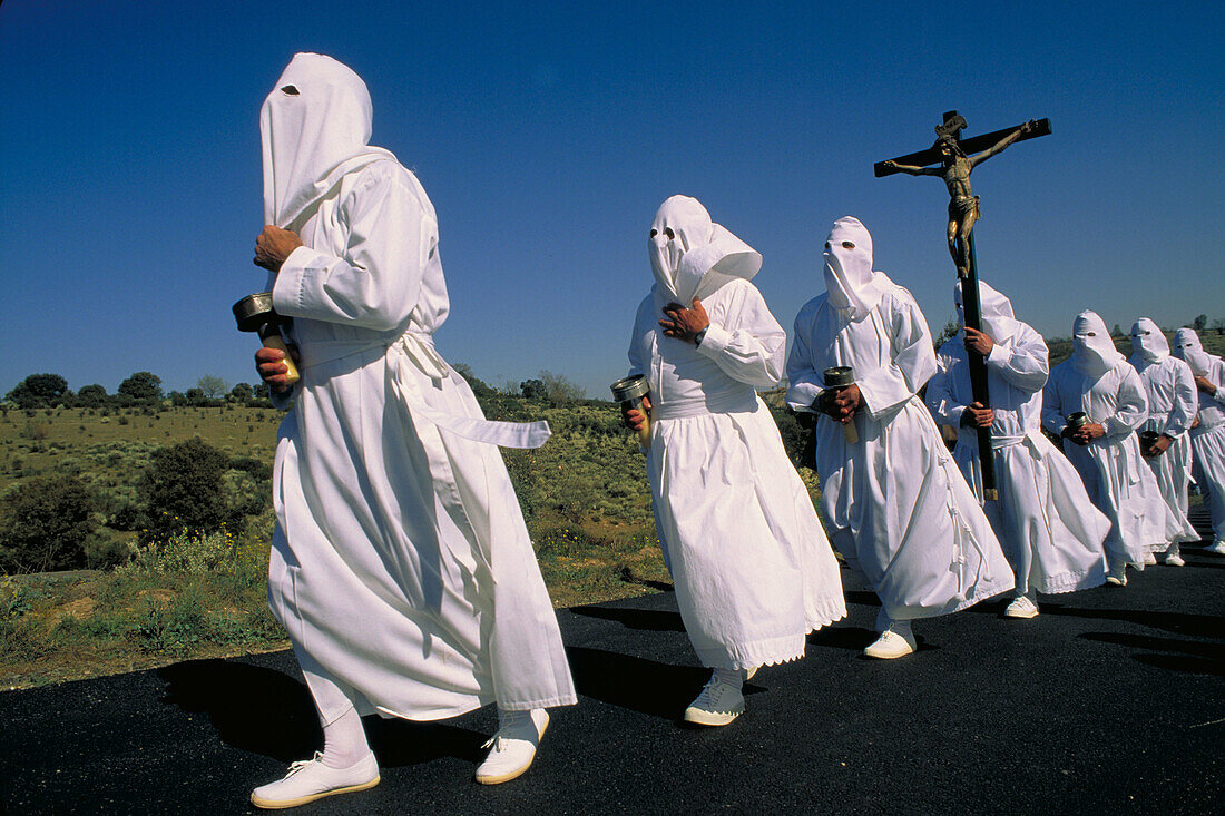 Holy Week procession. Bercianos de Aliste, Zamora province. Spain