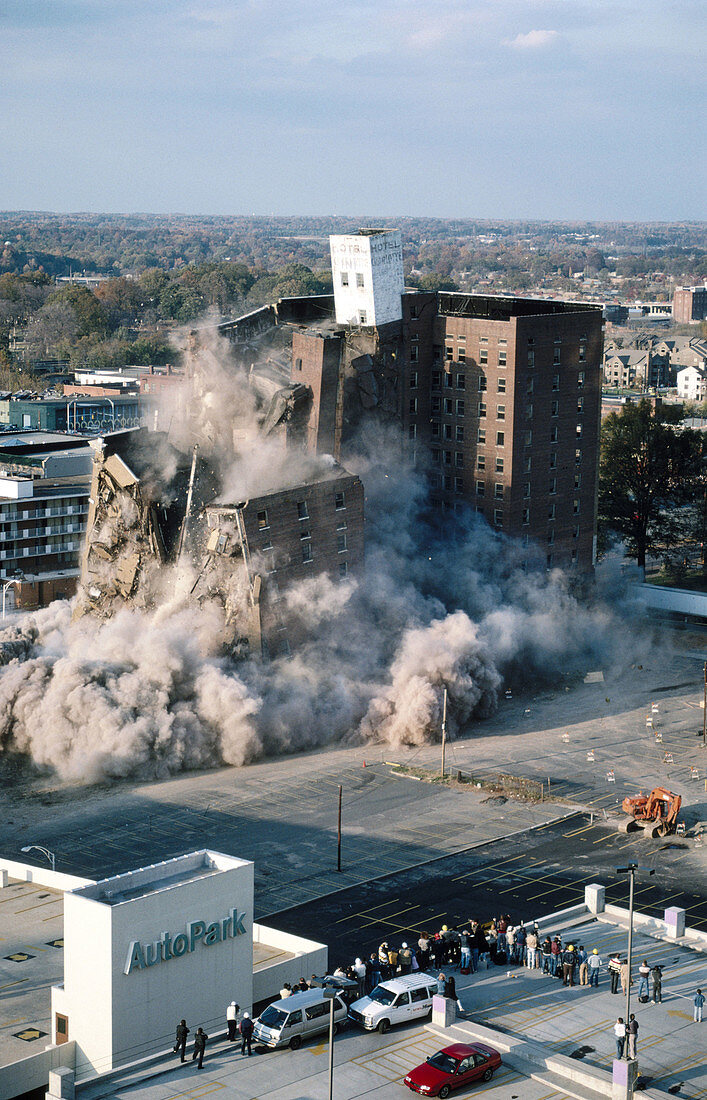 Building destroyed by implosion. Hotel Charlotte. Charlotte, North Carolina. USA.