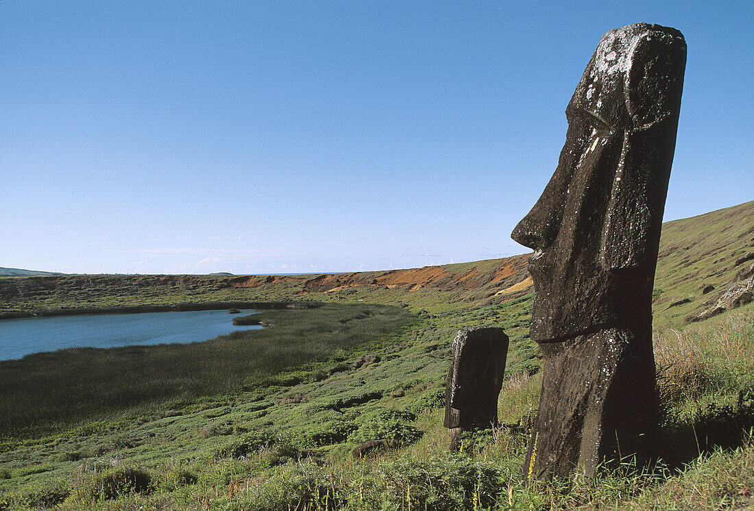 Moai quarry. rano raraku. Easter Island. Chile.