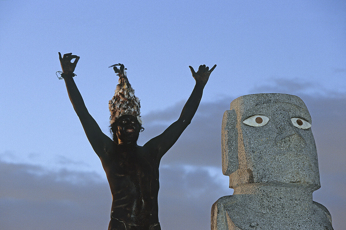 Carnaval. Tapati Rapa Nui festival. Islander. Easter Island. Chile.