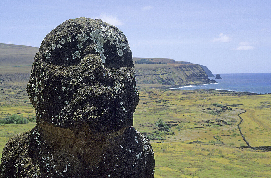 Moai Tuturi. Rano Raraku. Easter Island. Chile.