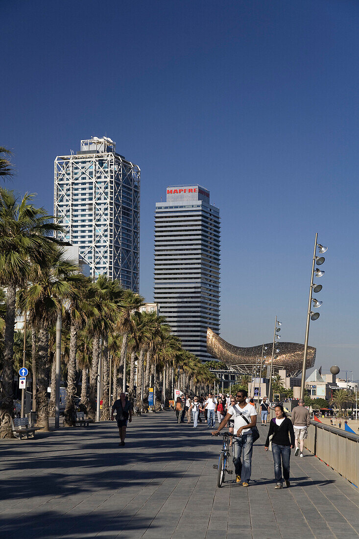 Barcelona,beach,Platja de la Barceloneta,Hotels Arts,Sculpture of,Frank Gehry