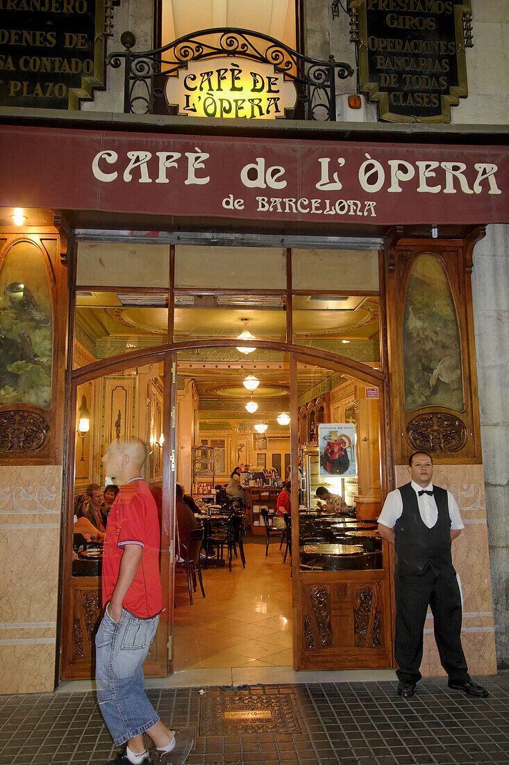 Spain,Barcelona,Ramblas,Cafe de Opera,people
