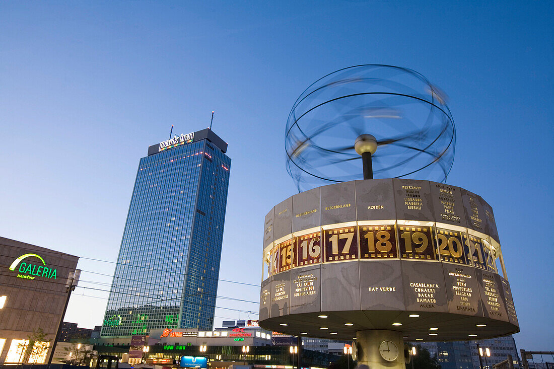 Berlin Alexanderplatz world clock Galeria Kaufhof Park Inn Hotel