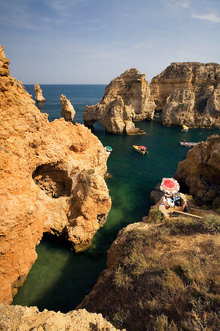 Portugal algarve near Lagos , Ponta da Piedade , Atlantic coast cliff,tour boats