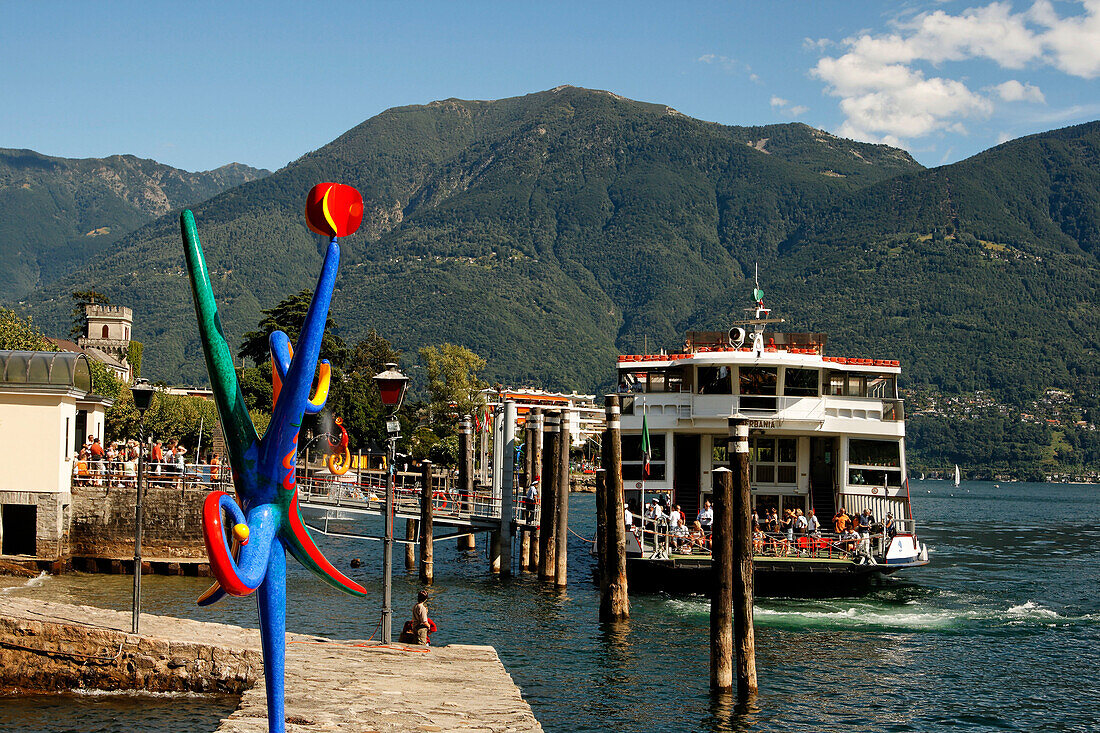Switzerland, Ticino, Ascona Lago Maggiore Ferry pier
