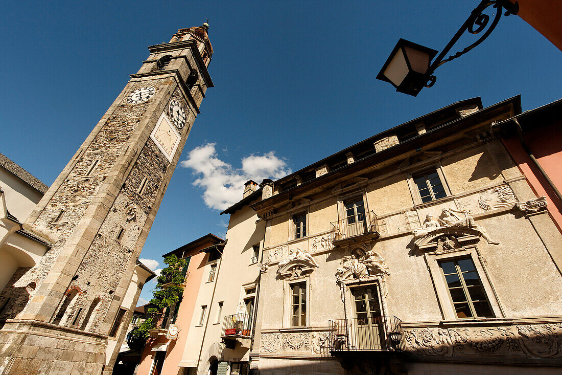 Switzerland, Ticino, Ascona, church, clock tower