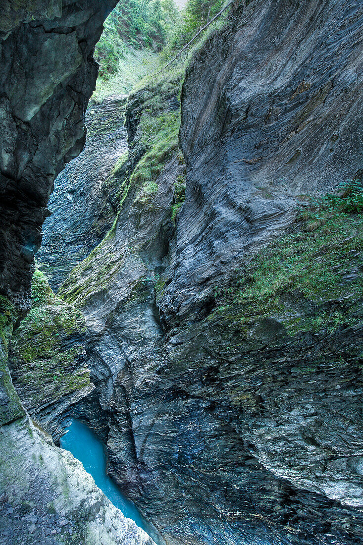 Switzerland, Canton of grisons Rhein river at  Via Mala canyon