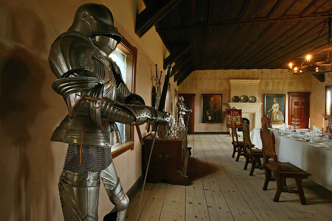 banquet hall, Burg Falkenstein, medieval castle, Harz Mountains, Saxony Anhalt, Germany