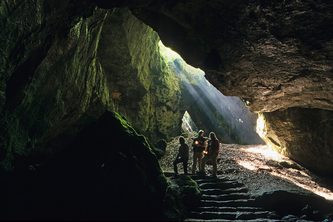People visiting unicorn cave, Schwarzfeld, Herzberg, Lower Saxony, Germany