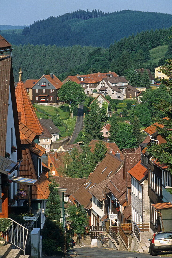 St Andreasberg, town view, Harz Mountains, Lower Saxony, northern Germany