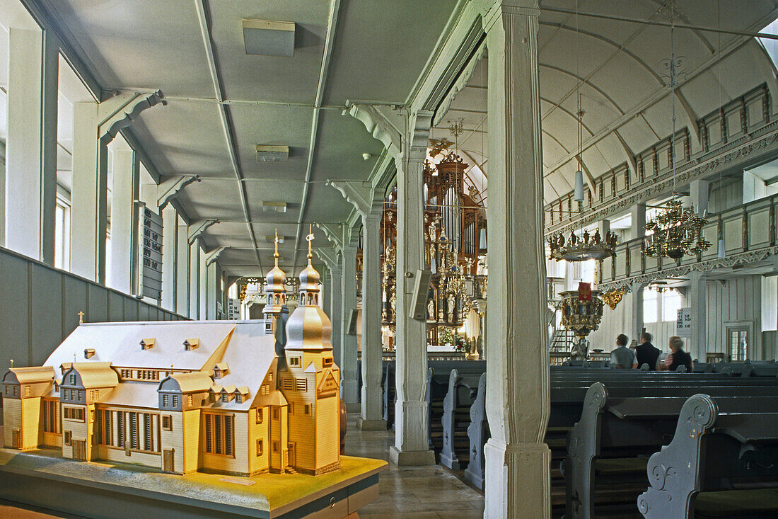 Model of the market church to the Holy Spirit in the nave, Clausthal-Zellerfeld, Lower Saxony, Germany