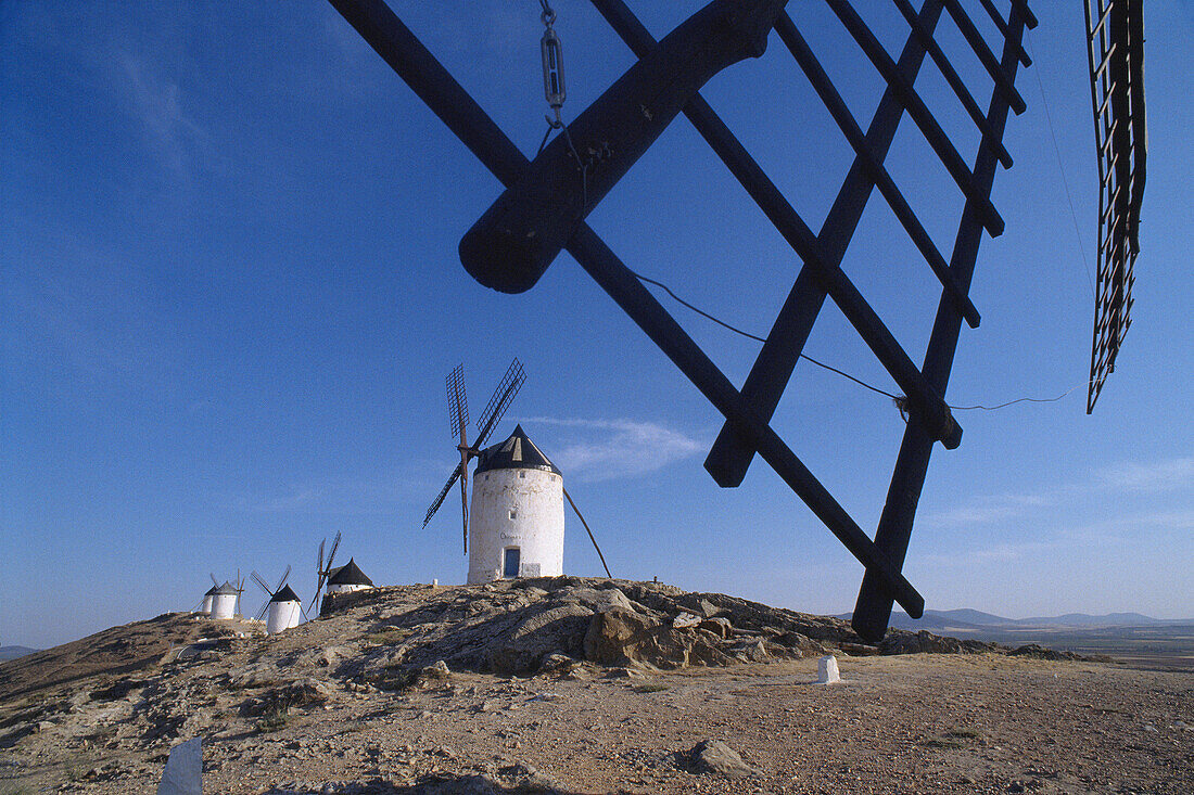 Windmills on Cerro Calderico, Consuegra. Toledo province, Castilla-La Mancha. Spain