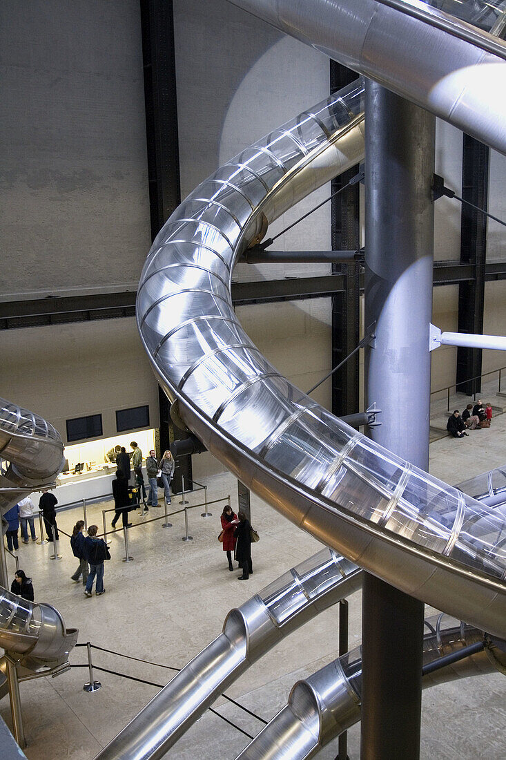 Turbine Room Slide: Unilever Series by Carsten Holler. Tate Modern Museum. Southwark/Bankside. London. England. UK.