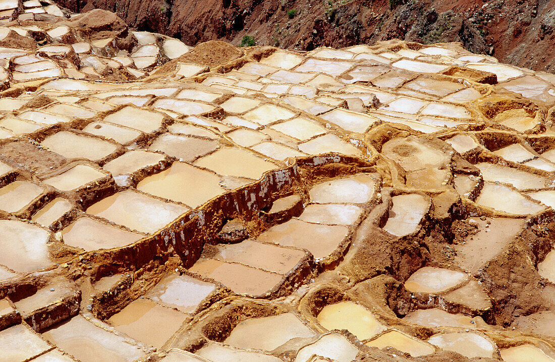 Salt pans of Maras, dating from Inca times. Urubamba valley. Peru