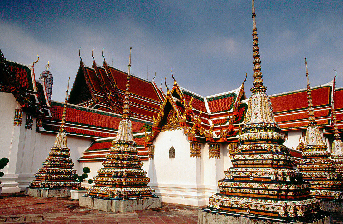 Chedis (stupas) at Wat Pho. Bangkok. Thailand