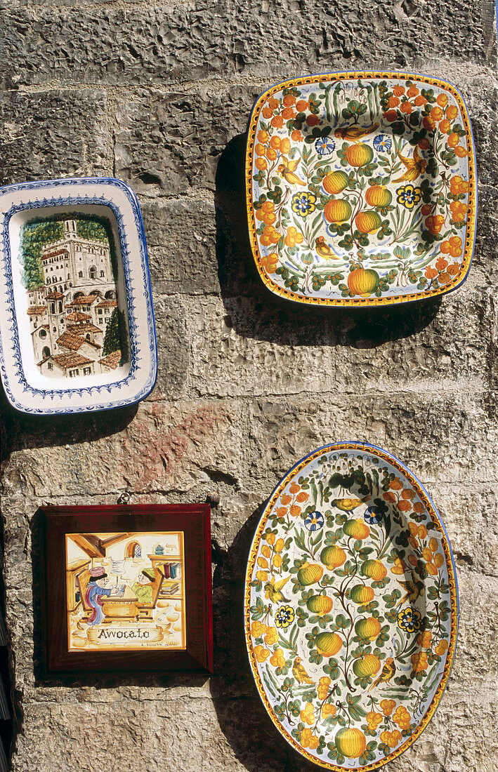 Pottery for sale, Gubbio. Umbria, Italy