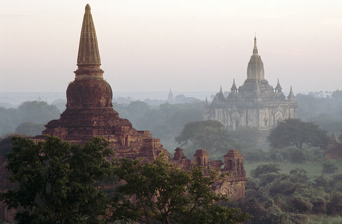 Temples of Bagan at sunrise. Bagan. Myanmar.