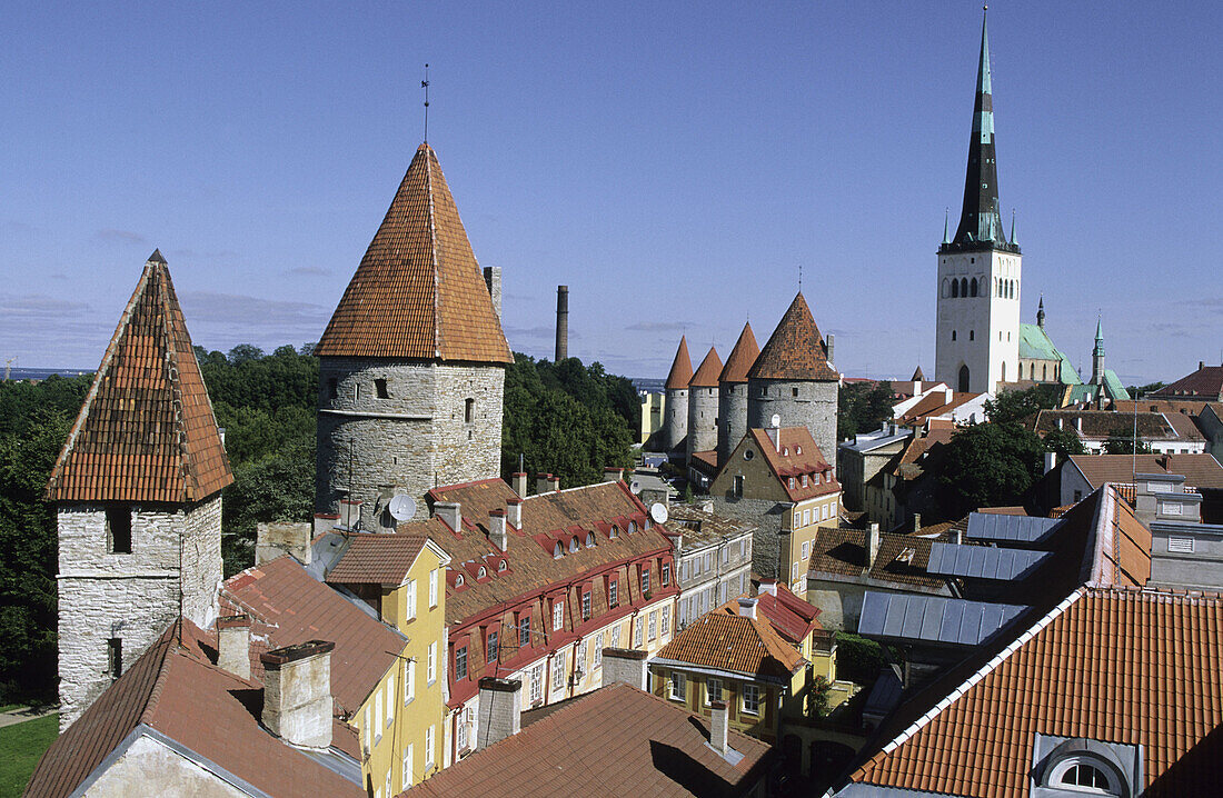 St. Olaf church. Lower town walls. Old town. Tallinn. Estonia.