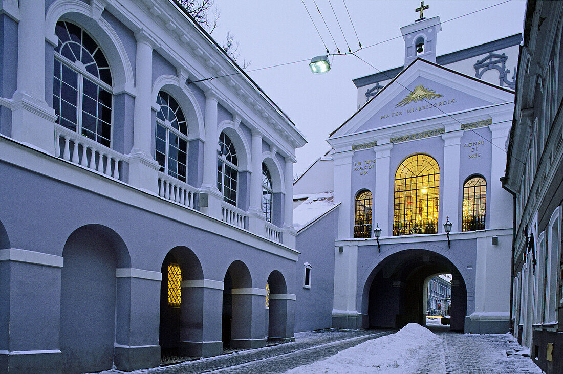 Ausros Vartai (Gates of Dawn) in winter. Vilnius, Lithuania