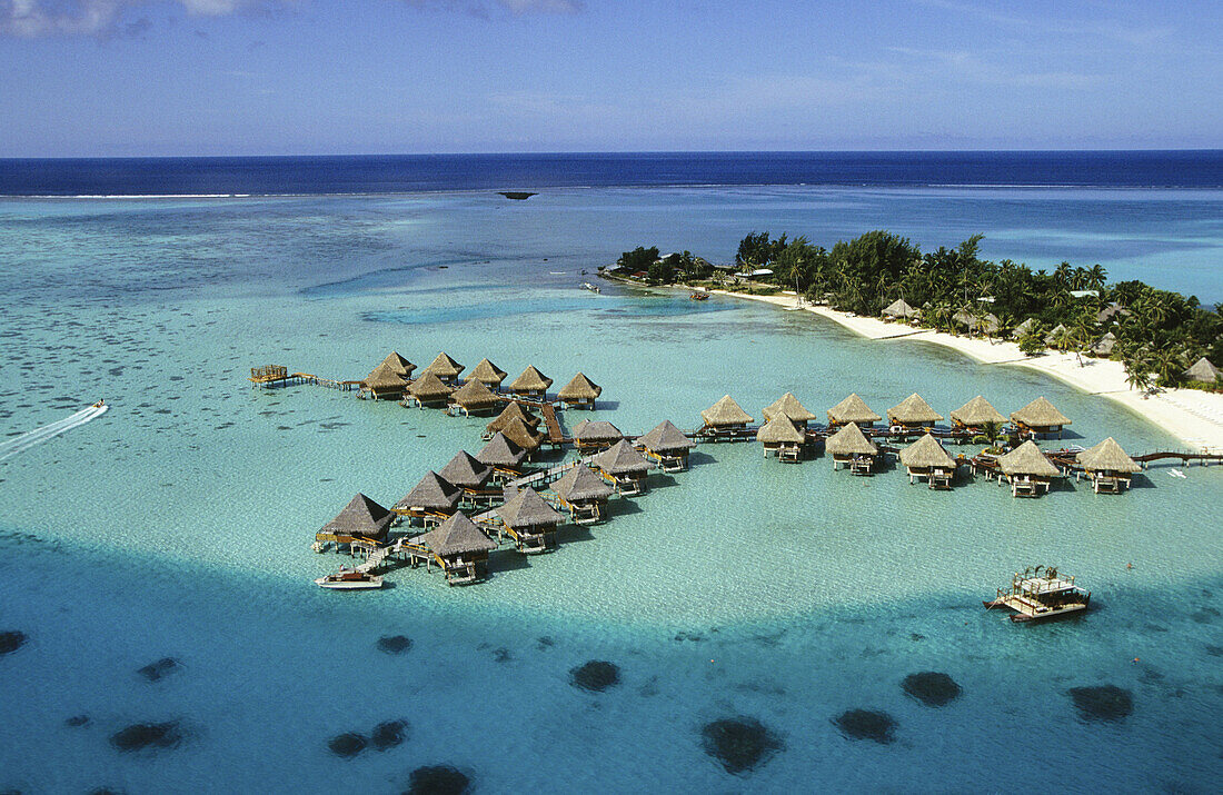 Hotel Moana Beach in lagoon, Bora Bora. Leeward Islands, French Polynesia