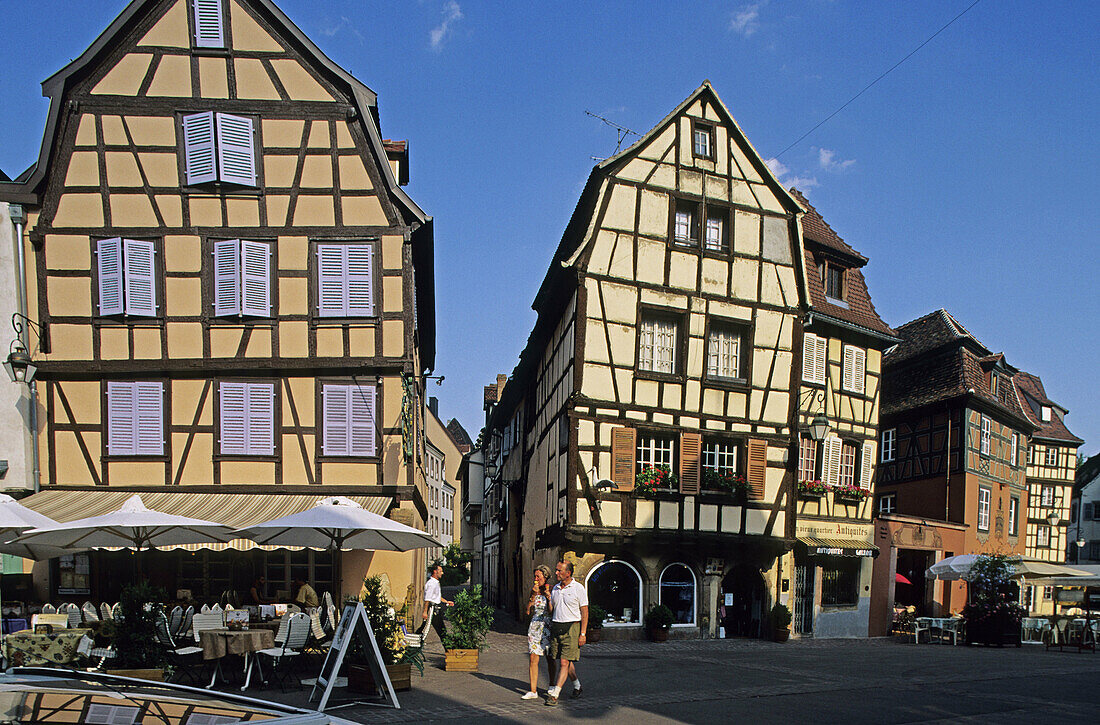 Half-timbered houses. Place of Former Customs. Colmar. Haut Rhin. Alsace. France.