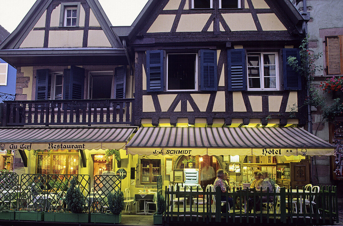 General de Gaulle street, Houses. Riquewihr. Haut Rhin. Alsace. France.