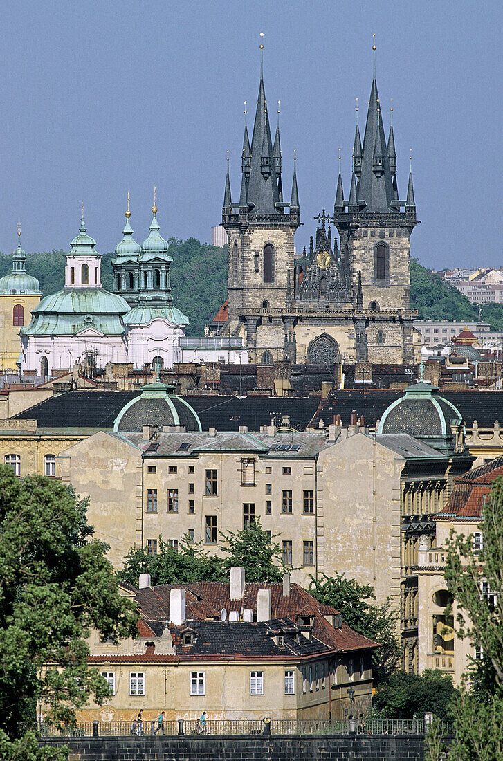 Our Lady of Tyn church. Old town overview. Prague. Czech Republic.