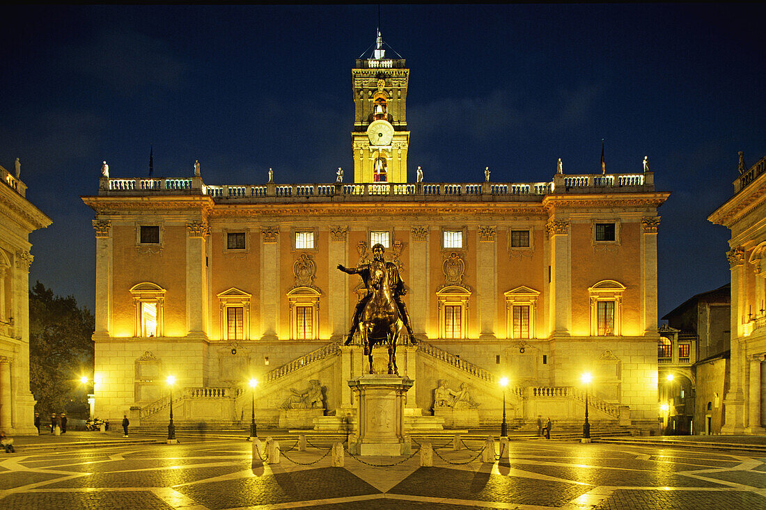 Equestrian statue of emperor Marcus Aurelius. Piazza del Campidoglio. Rome. Italy